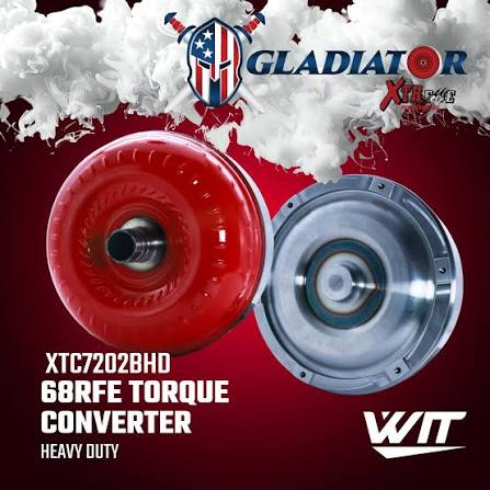 Gladiator Xtreme XTC7202BHD heavy-duty 68RFE torque converter, supplied WIT product graphic